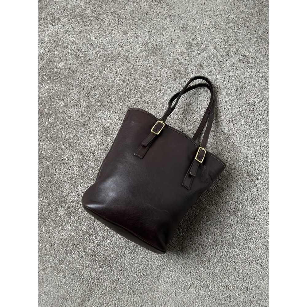 Coach Dark Chocolate Leather Shoulder Bag with Gold Buckles